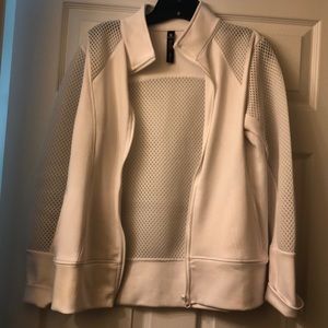 See-through mesh sweat jacket in white